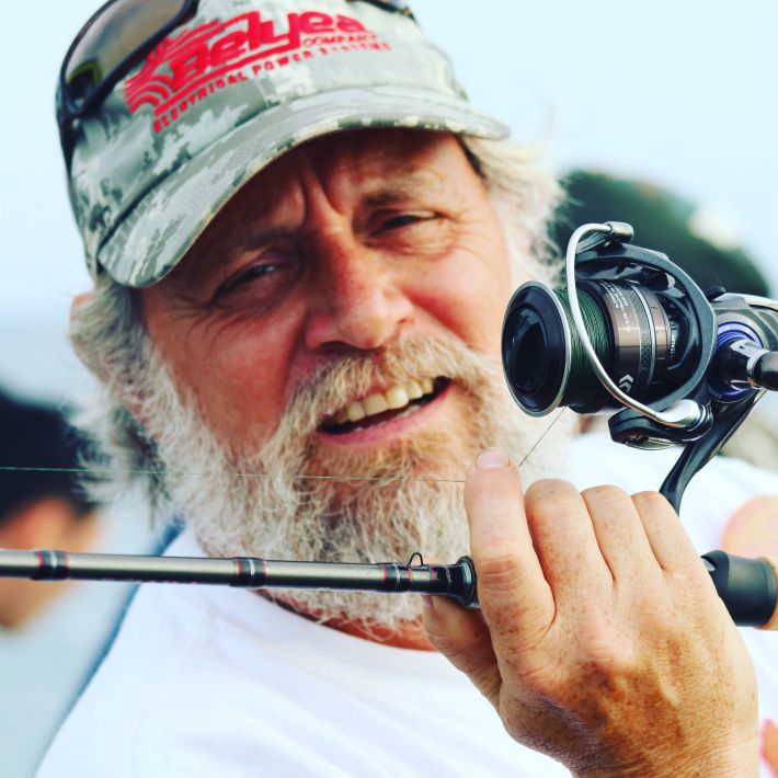 Man holding fishing rod.